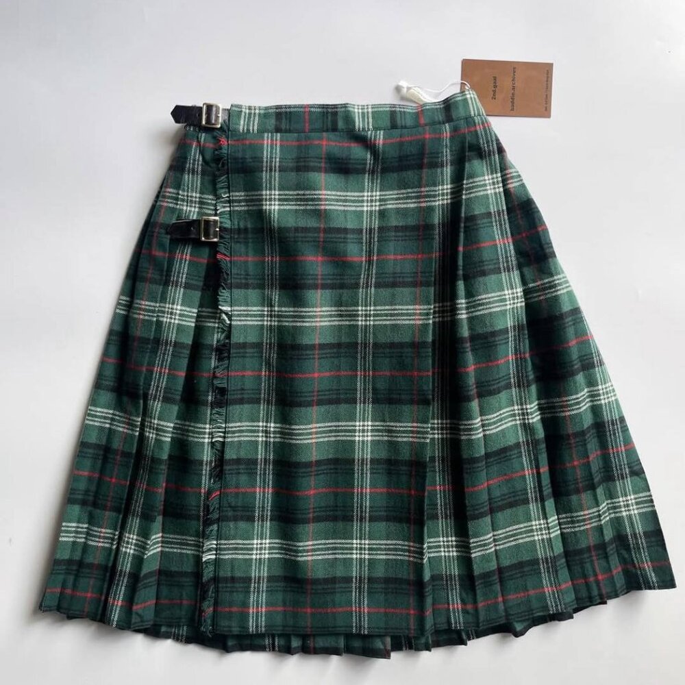 Green Plaid Tartan Kilt Skirt